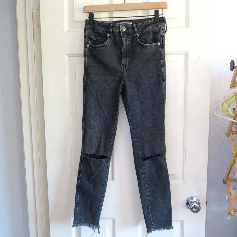 We The Free High Waisted Distressed Black Skinny Jeans Size 28